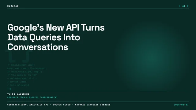 Google Cloud logo with text "Build AI data agents with the Conversational Analytics API" and colorful circular design…