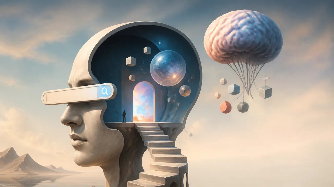 Man in cap with shocked expression beside a rocket featuring Google's logo and tech company icons against a starry…