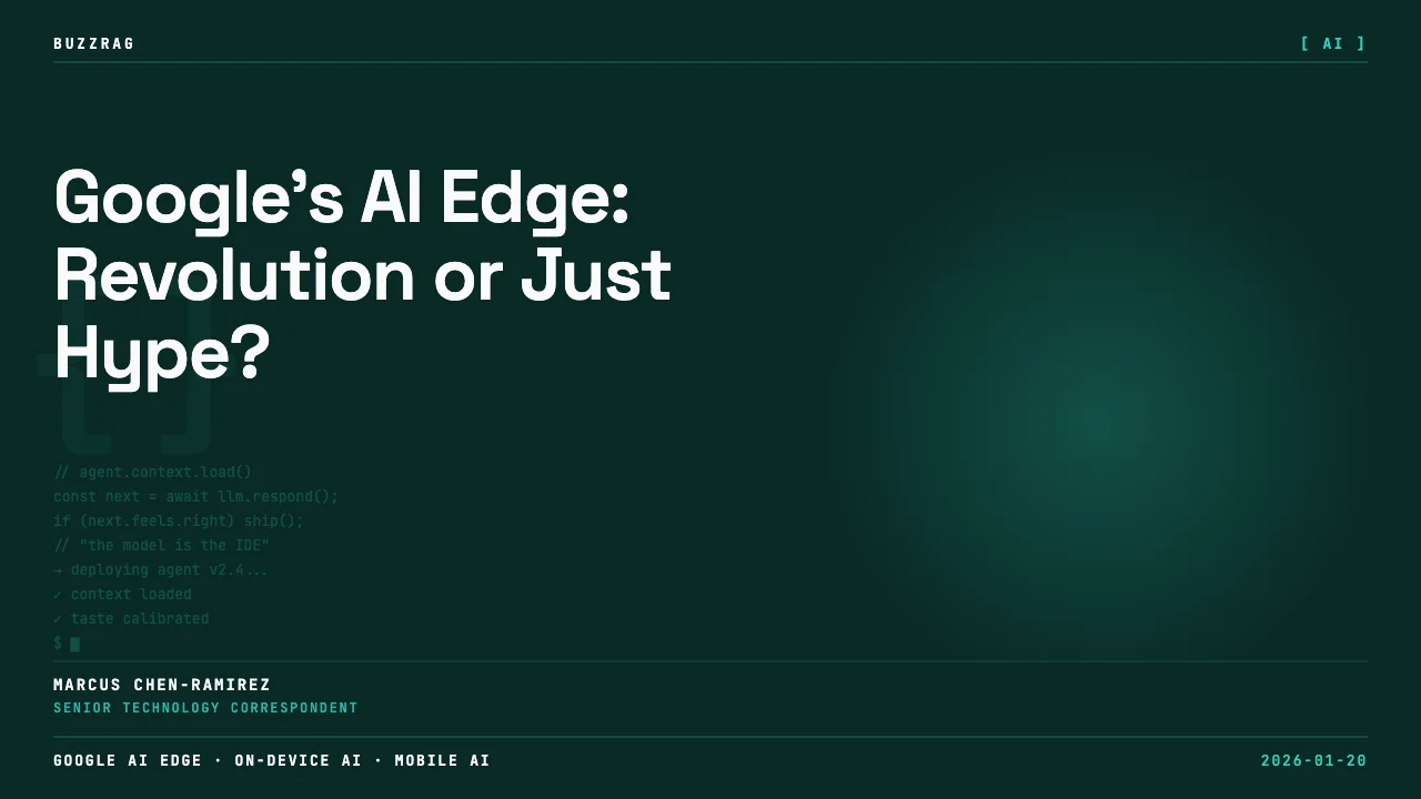 Blue gradient background with "THIS IS INSANE!" headline and Google AI Edge branding showing four key features: on-device,…