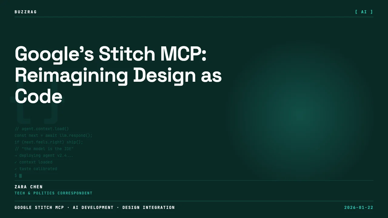 A pink potion bottle icon with "This is Abusrd" text and "Stitch MCP Server" label against a colorful gradient background