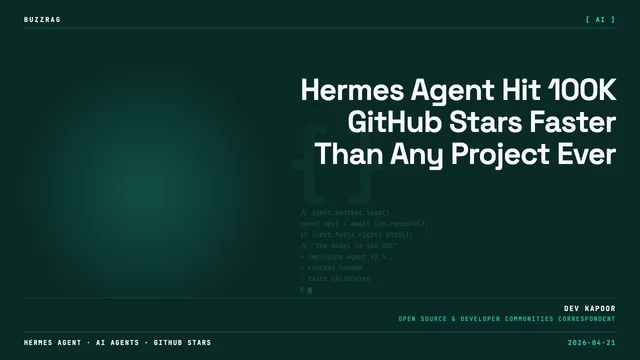 A gleaming metallic robot head with a glowing orange visor against a dark background with the yellow text "HERMES AGENT"…
