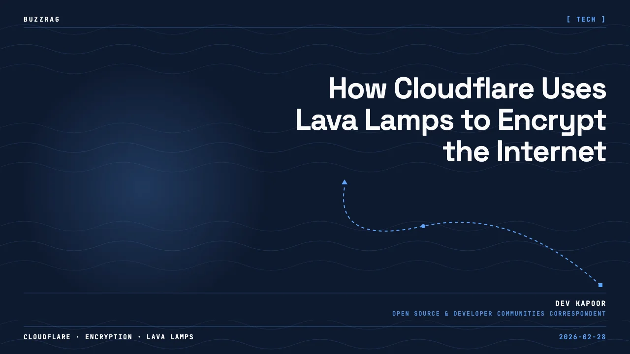 Cloudflare logo displayed centrally against shelves of colorful lava lamps with purple lighting backdrop