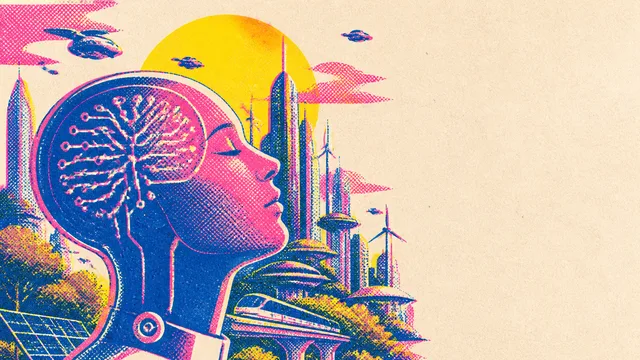 Futuristic space scene with Earth, astronaut, flying cars, and a ticket to Mars for $1,200 displayed against a starry…