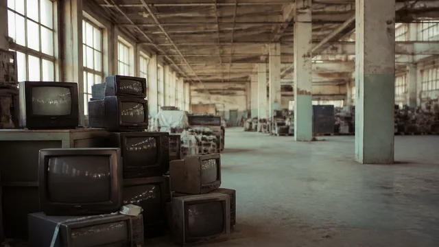 Panasonic logo prominently displayed over a collage of vintage electronics and devices in a dimly lit collection setting