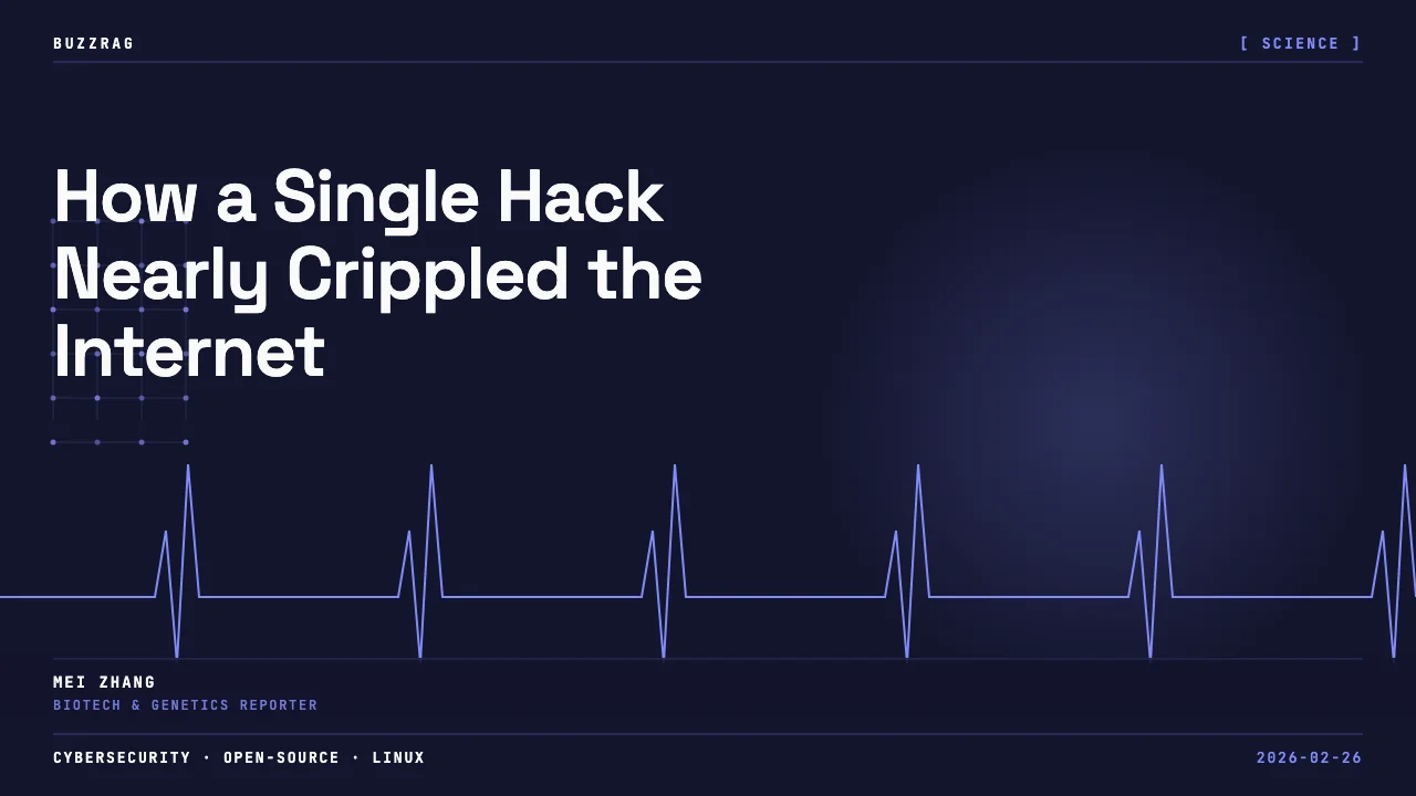 Glowing blue Linux penguin mascot with "Infected" text and arrow on digital binary code background