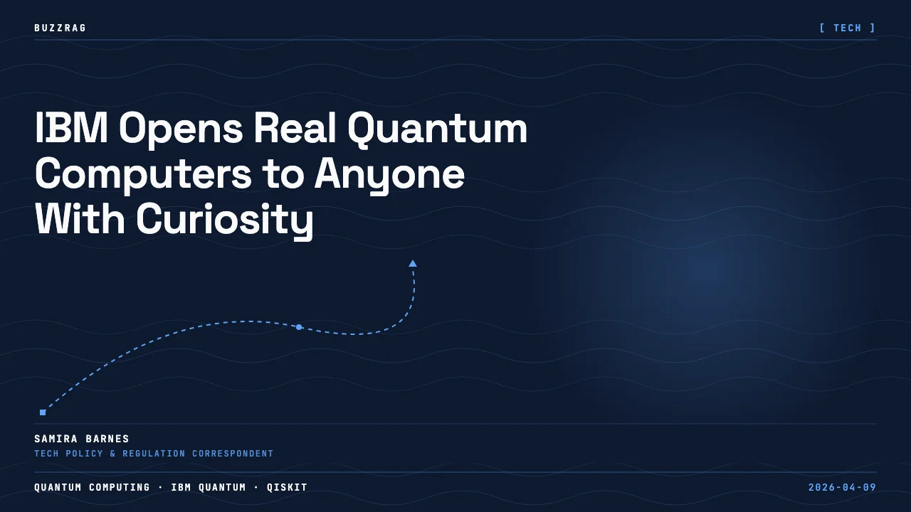 Woman in glasses pointing at a detailed quantum computer engine component with text "Learn to use this!