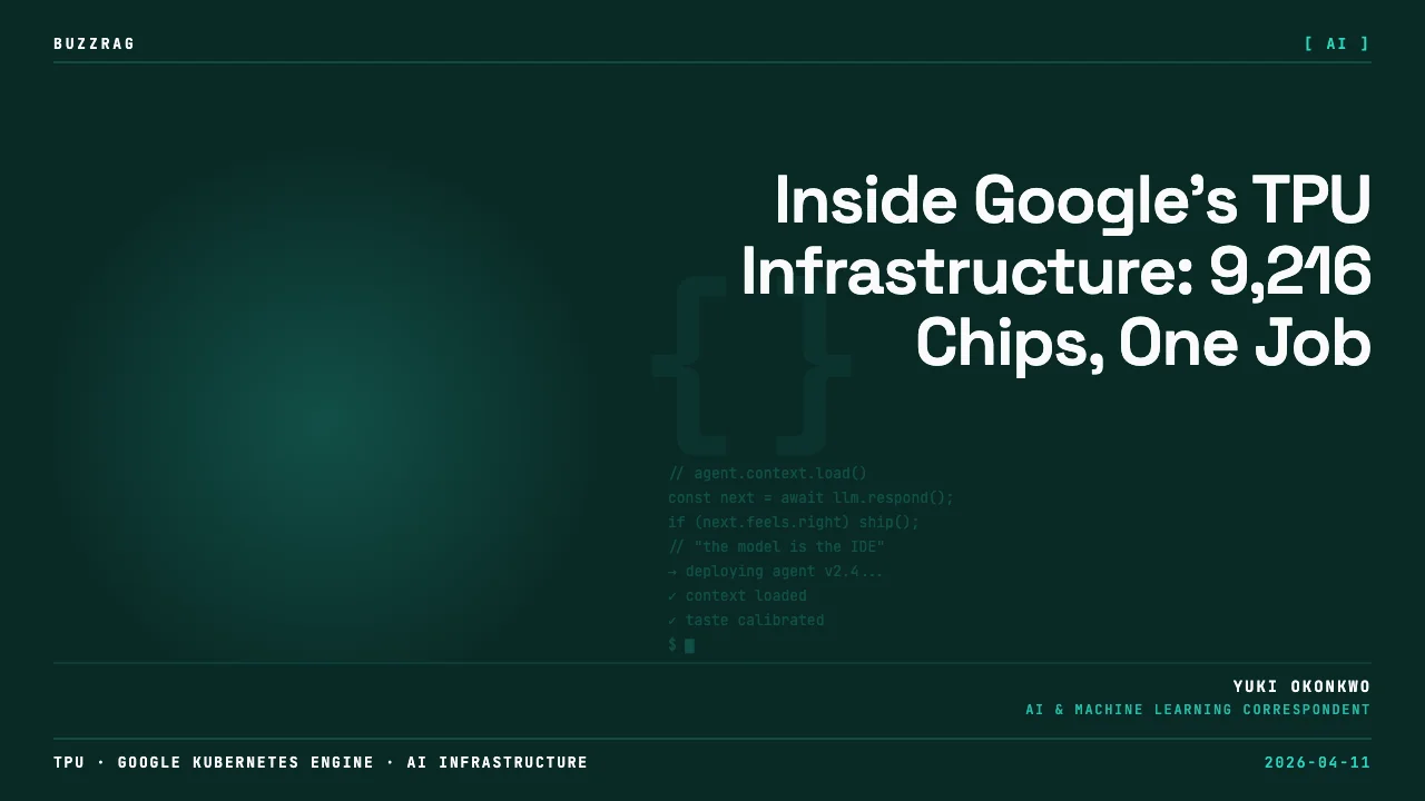 Google Cloud logo with title text and two people on video call, one wearing a "10 years of GKE" shirt