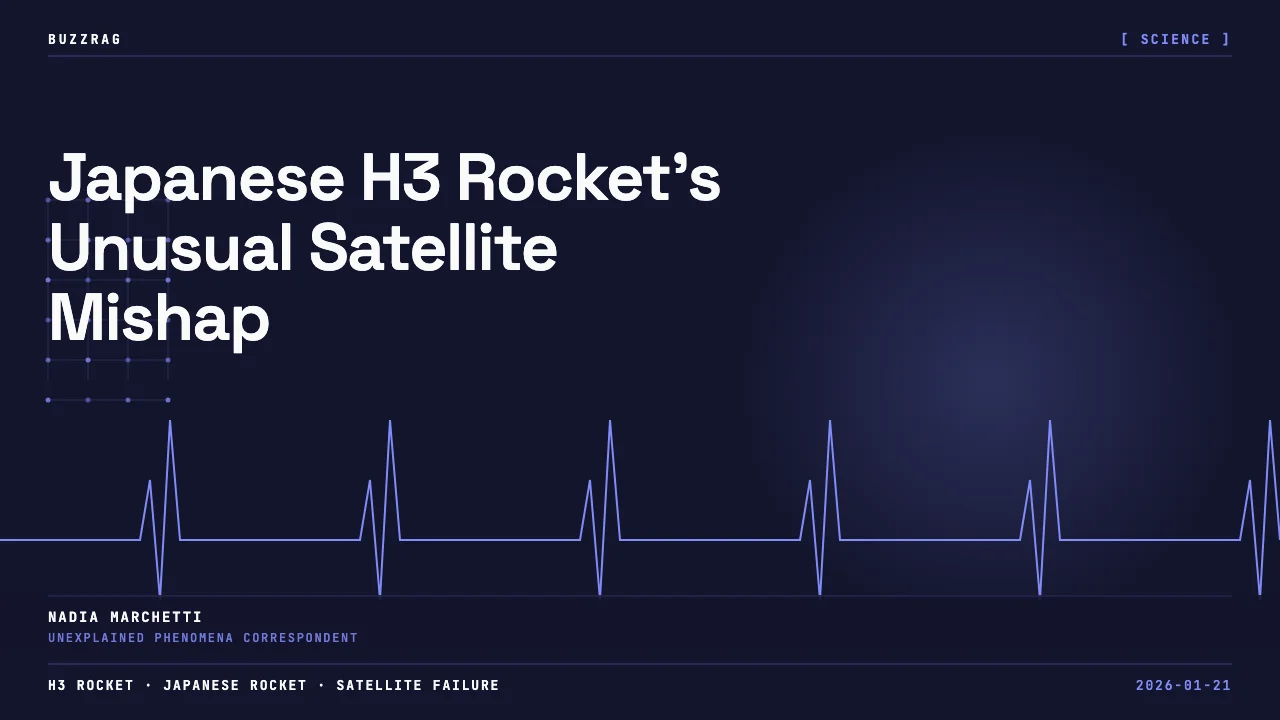 Confused man with hand to head beside animated rocket diagrams and "WTF???" text describing a satellite payload deployment…