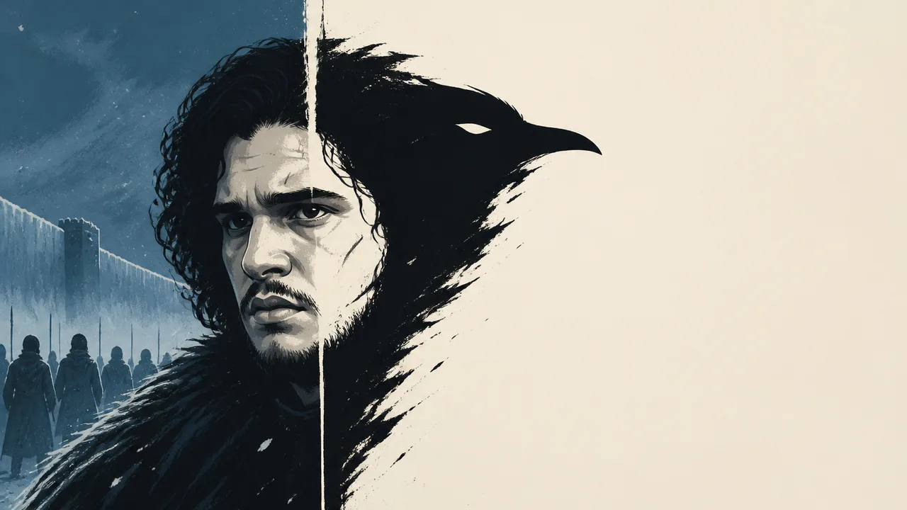 Two characters stand by a fire in a snowy fortress setting, with text overlays reading "THE WORST THING" and "JON SNOW EVER…