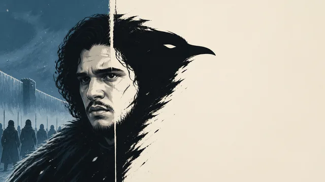 Two characters stand by a fire in a snowy fortress setting, with text overlays reading "THE WORST THING" and "JON SNOW EVER…