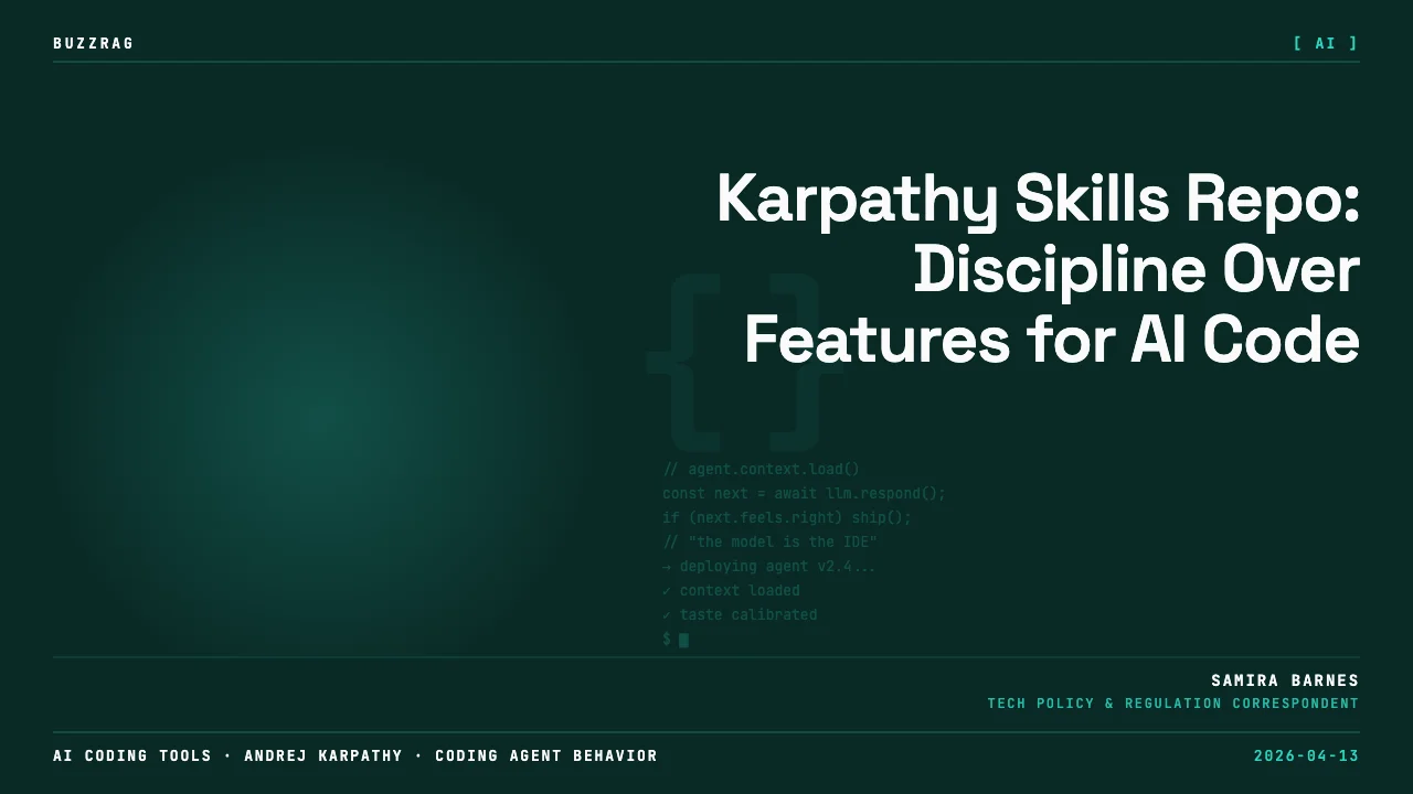 Bold yellow text "KARPATHY SKILL IS CRAZY!" overlays a screenshot of Claude AI interface with code editor and task…