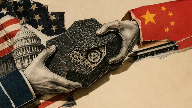 Man in glasses wearing black leather jacket against red-tinted background with white and red text reading "THE BAN JUST…