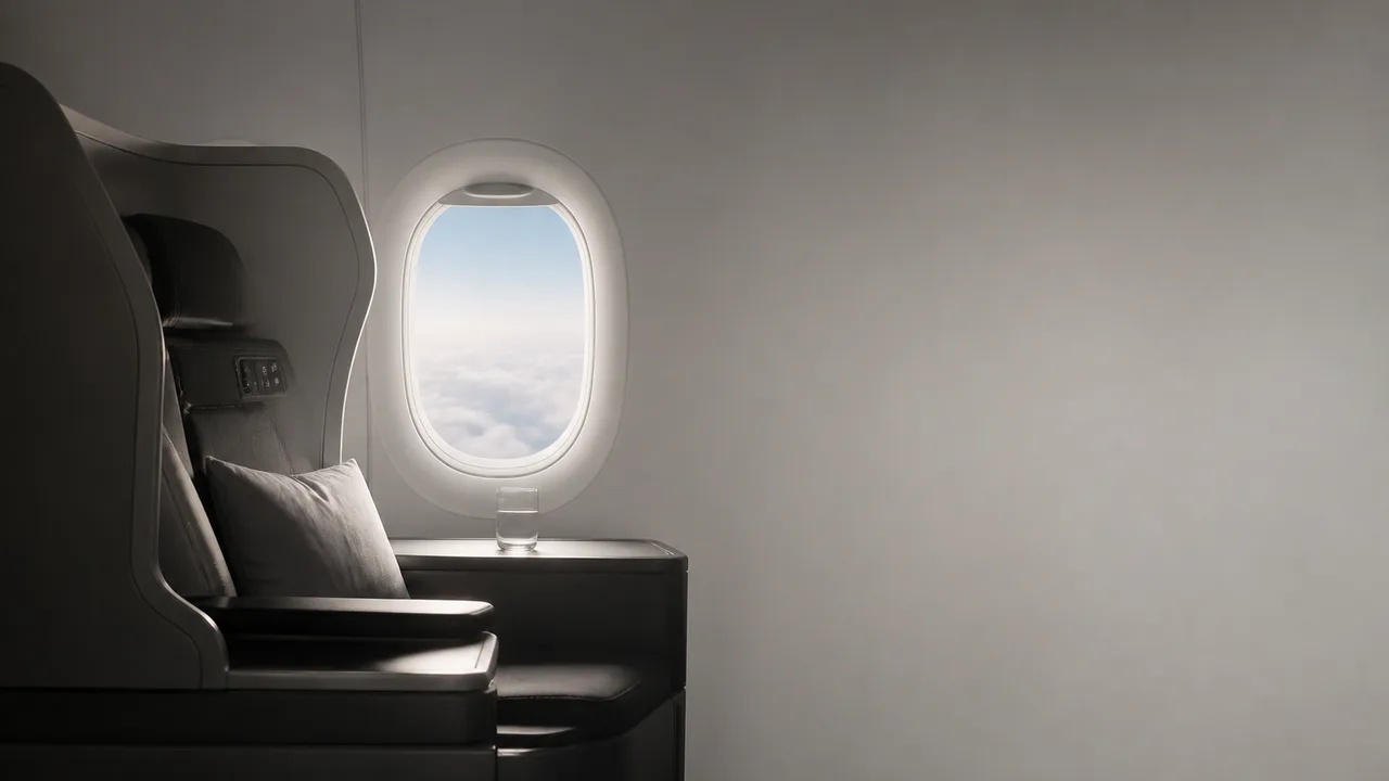 Split-screen comparison of airplane cabins showing curved fuselage on short flights versus straight cabin on long flights…