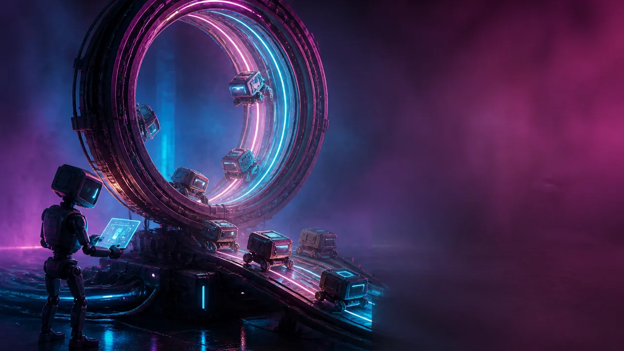 Man with glasses writing "MASTER THESE 5 FIRST" on a glowing digital screen against a dark tech-themed background