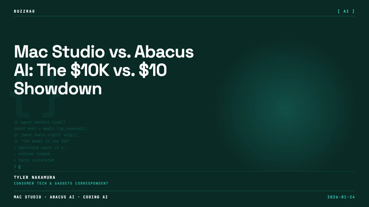 Man in blue shirt covering his face in disbelief beside a $10,000 Mac Studio on left and glowing cloud icon labeled $10 on…