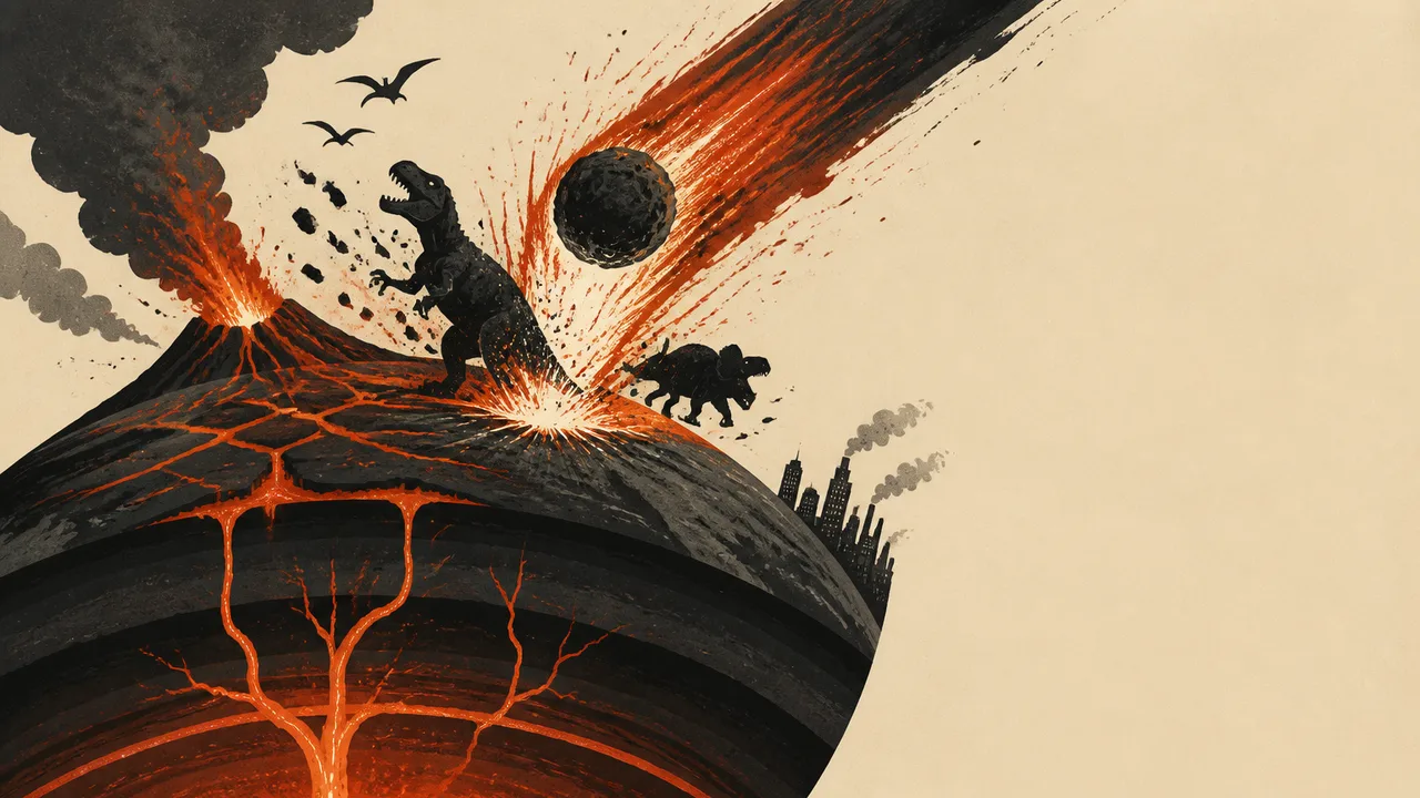 Earth engulfed in massive explosion with mushroom cloud and lightning bolt icon, text reads "STATISTICALLY...
