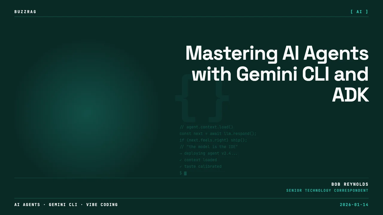 Google Cloud logo with text "Agentverse: Vibecoding with Gemini CLI" next to a smiling woman against a blue background