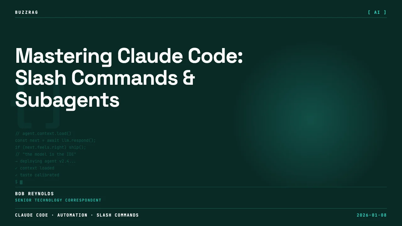 Bright cyan and yellow text on a dark purple tech-themed background with circuit patterns, Claude app logo centered, and…