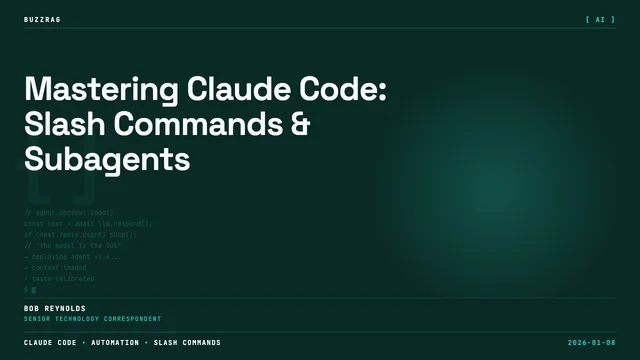 Bright cyan and yellow text on a dark purple tech-themed background with circuit patterns, Claude app logo centered, and…