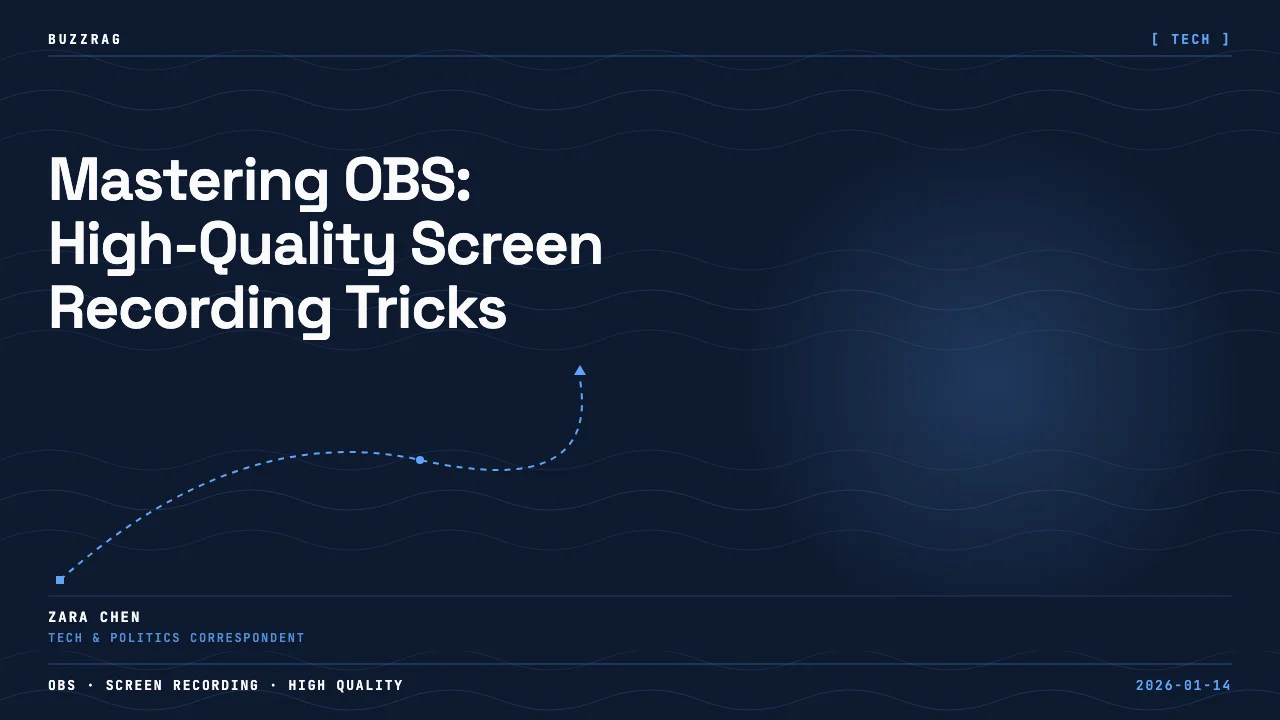 Professional audio and video editing interface with OBS logo, volume controls, color selectors, and output settings…