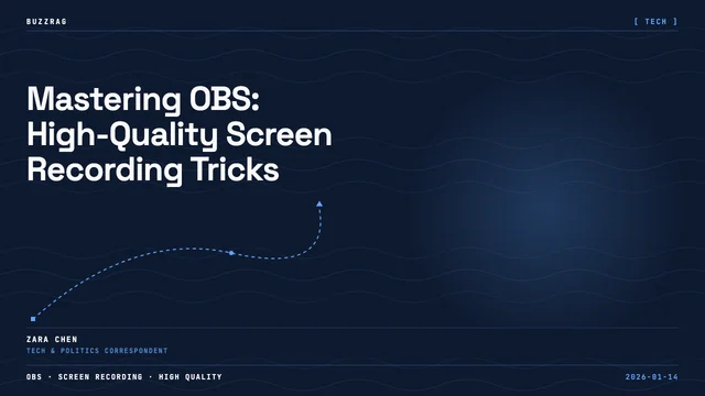 Professional audio and video editing interface with OBS logo, volume controls, color selectors, and output settings…