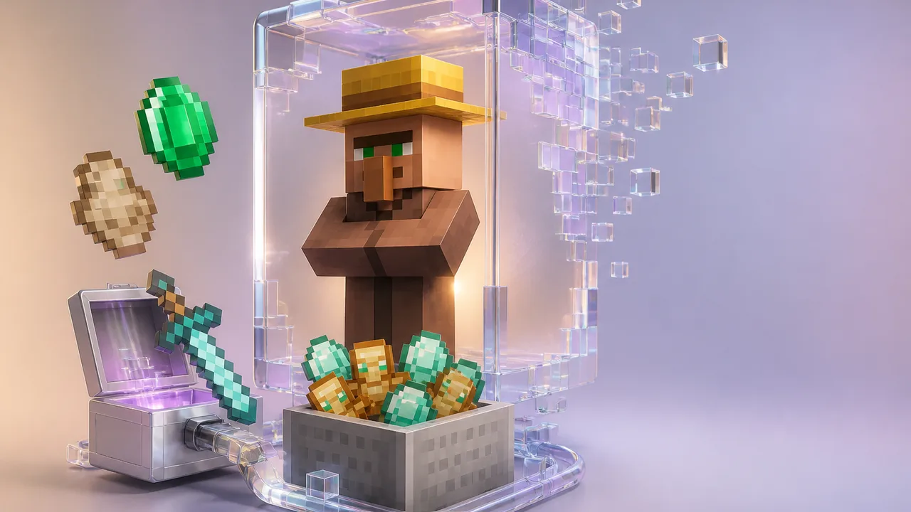 A Minecraft player character stands surrounded by hundreds of displayed items and blocks on a flat platform, showcasing a…