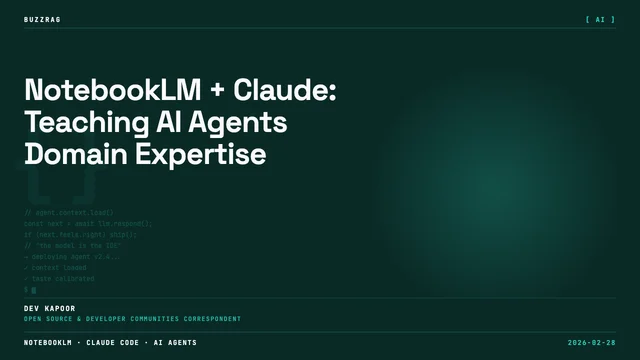 Bold white and blue text announcing Claude Code skills upgrade, featuring NotebookLM and Gemini 3.1 logos with a terminal…
