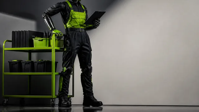NVIDIA logo with glowing green cube surrounded by connected icons representing AI agents, networks, and technology on black…