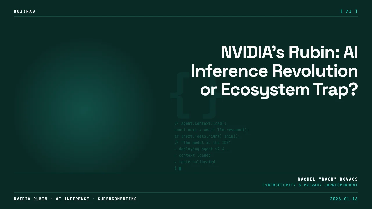 NVIDIA logo with crown pointing to text "NVIDIA DROPS RUBIN" on dark background with green arrow