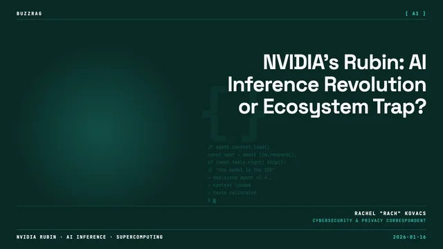 NVIDIA logo with crown pointing to text "NVIDIA DROPS RUBIN" on dark background with green arrow