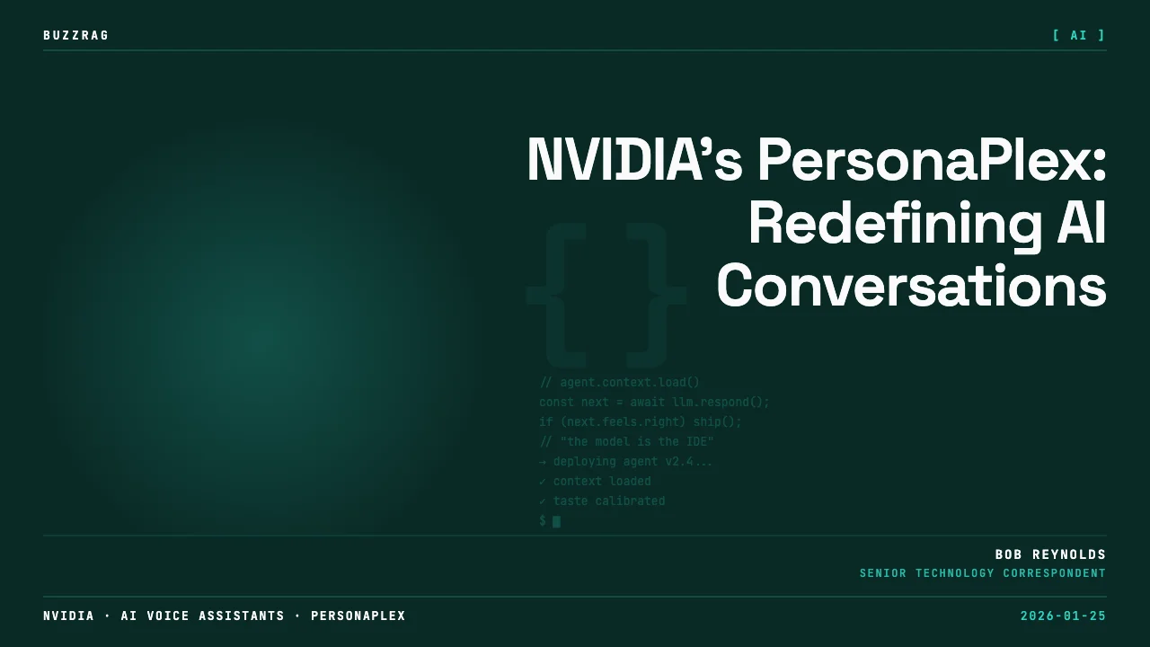 Vintage microphone and circuit board on dark background with "ZERO LATENCY AI VOICE MODEL" text and NVIDIA logo