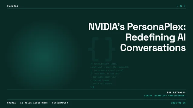 Vintage microphone and circuit board on dark background with "ZERO LATENCY AI VOICE MODEL" text and NVIDIA logo