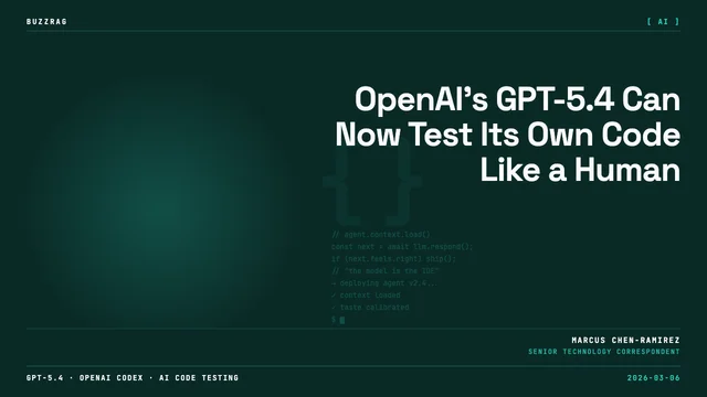 Man in casual shirt smiling at camera in bright office setting with text overlay reading "GPT-5.4 Thinking" and "CUA &…