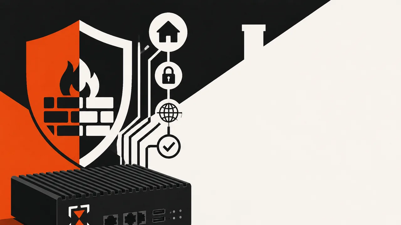 Bearded man holding a compact silver networking device with the text "your new router" against a dark background