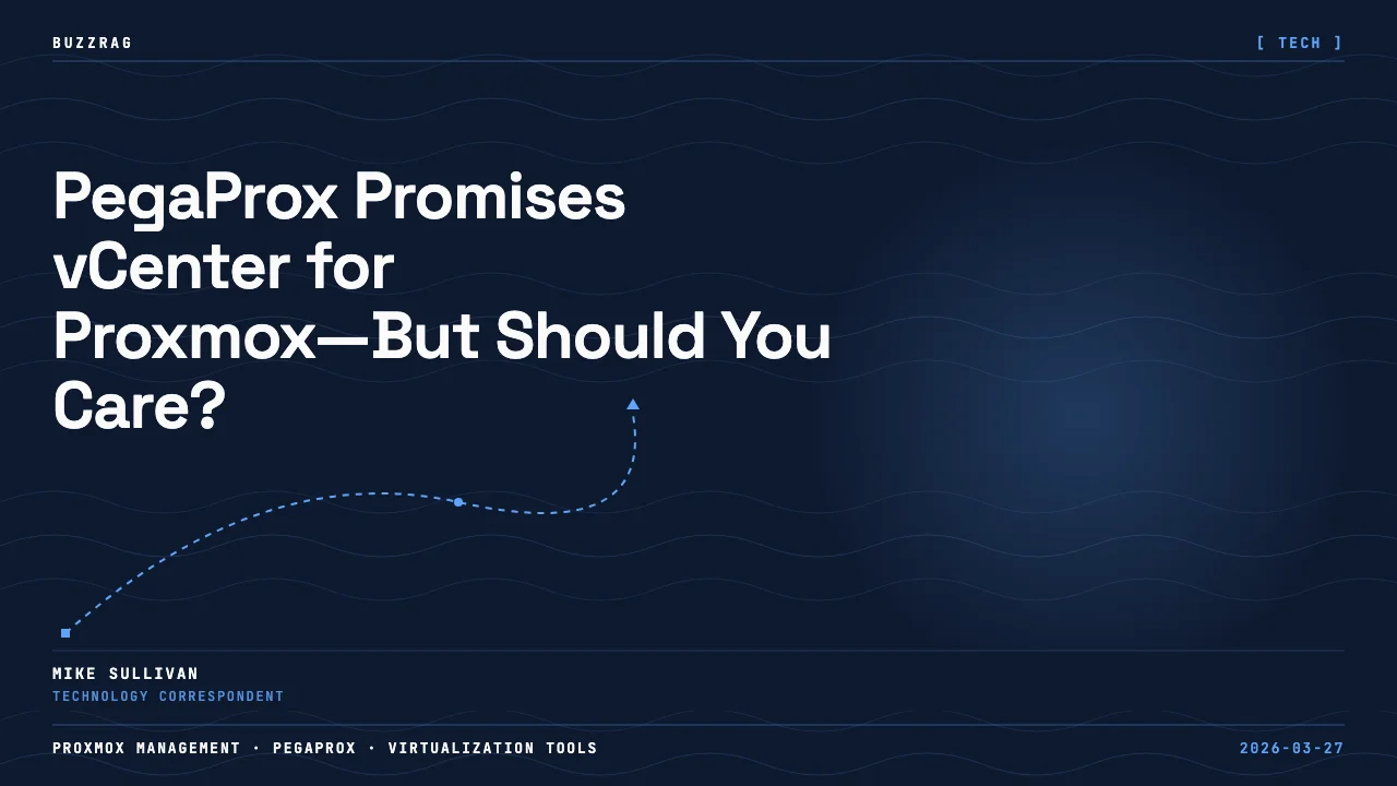 Man wearing glasses in a tech setup pointing at camera with "This FIXES PROXMOX" text overlay against blue and purple neon…