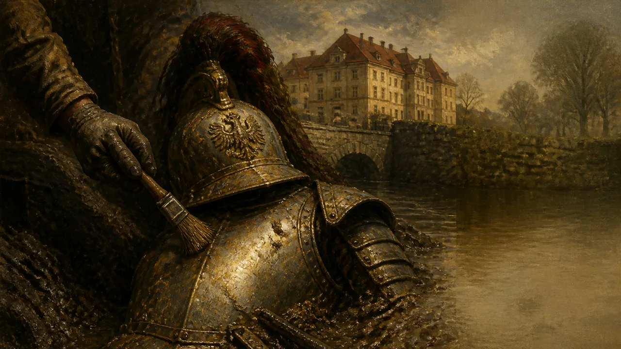 Cavalry Armor Surfaces in Palace Moat During Film Research Dig