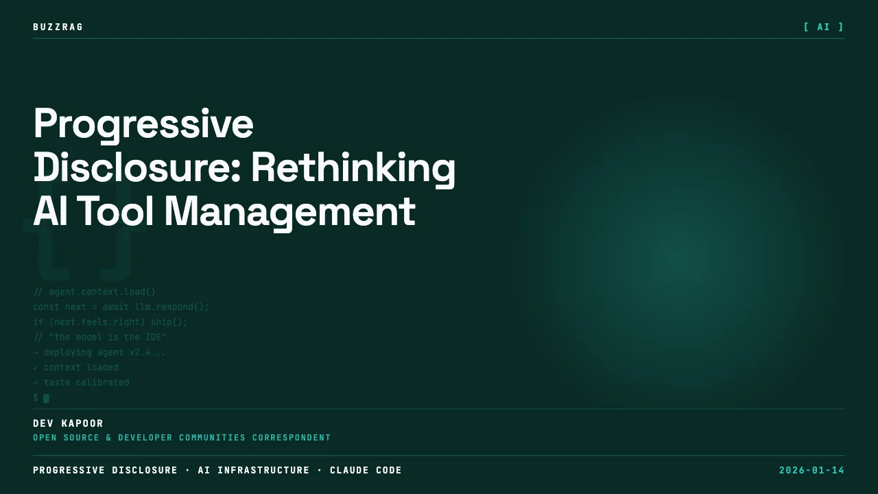 Retro brick-style text reading "BLADE CODE PROGRESSIVE DISCLOSURE" on black background with colorful gradient border