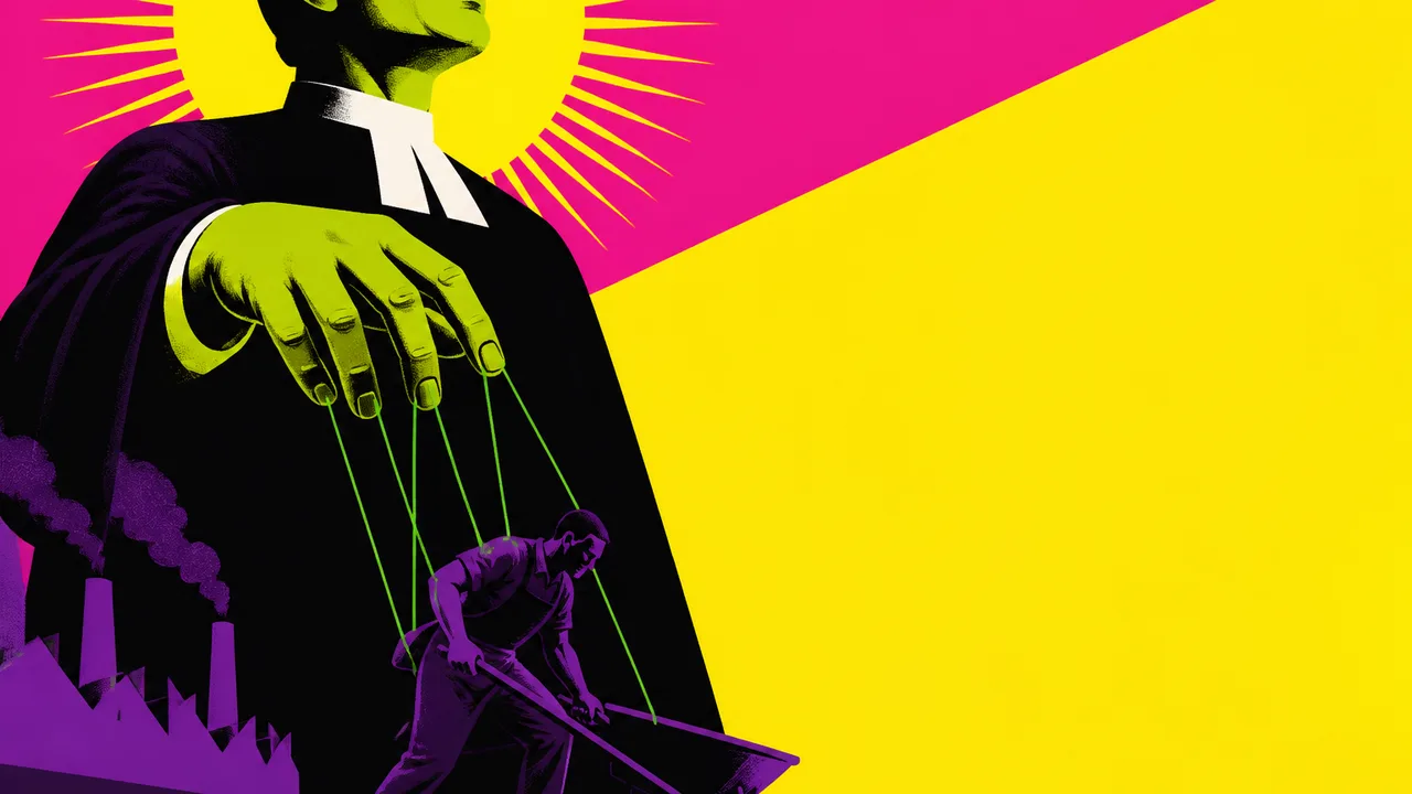 A man in business attire lunges forward against a pink and purple circular backdrop with yellow text reading "Working Hard…