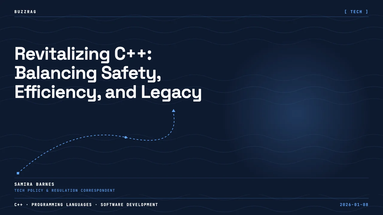 Dark blue presentation slide for CppCon 2025 with yellow title text, speaker name, and conference branding in bottom corners
