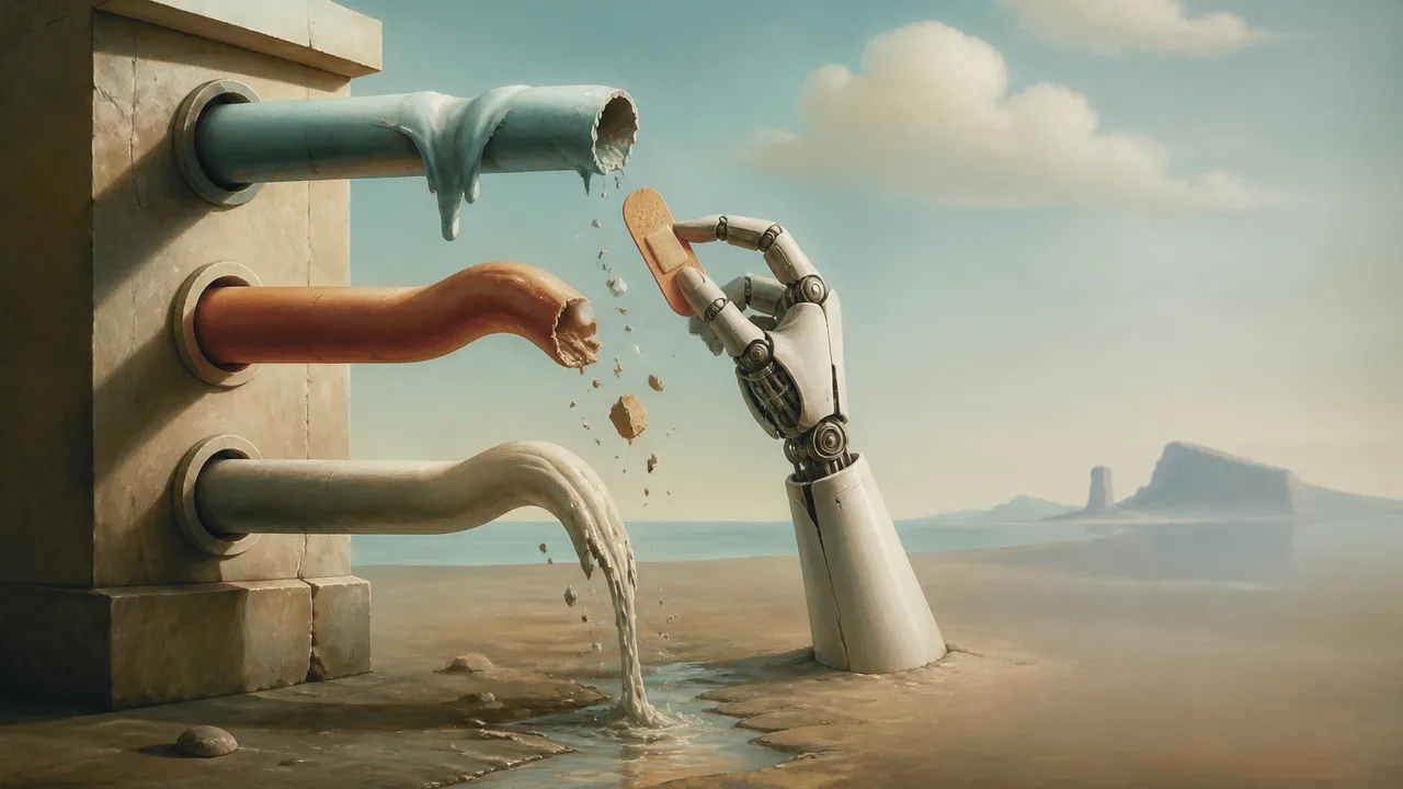 Woman presenting AI engineering concepts with pipeline architecture diagrams and performance metrics displayed behind her…