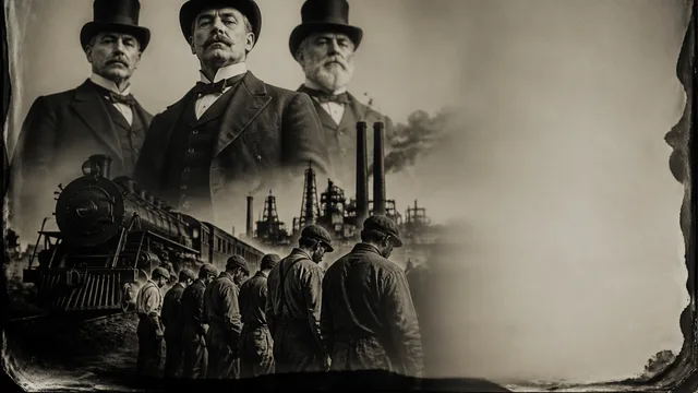 Large crowd of men in dark coats and hats gathered in an urban setting, appearing to be from the early 20th century