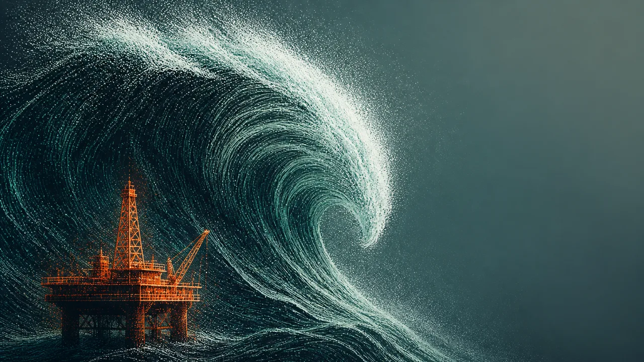 Woman smiling at camera with yellow outline against stormy ocean background with massive swirling wave, "MYTH BUSTED" text…