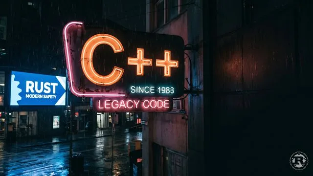 C++ logo with hexagonal design on blue gradient background with "Legacy?" text below