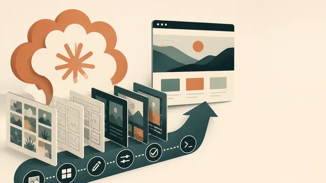 Man pointing at a diagram showing six steps (Reference, Explore, Synthesize, Explode, Expand, Build) for a SaaS landing…