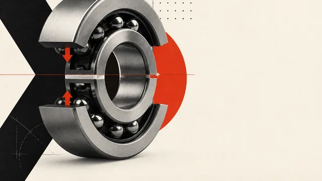 A close-up of a ball bearing held in fingers against a blurred background, with "Not a Normal Bearing" text and Chronova…