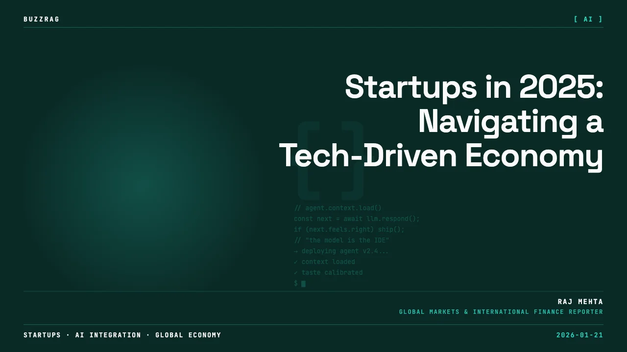 Man in glasses pointing at app icons on a timeline from 2025 to 2026, featuring a $750K valuation and "1 Exit" milestone…