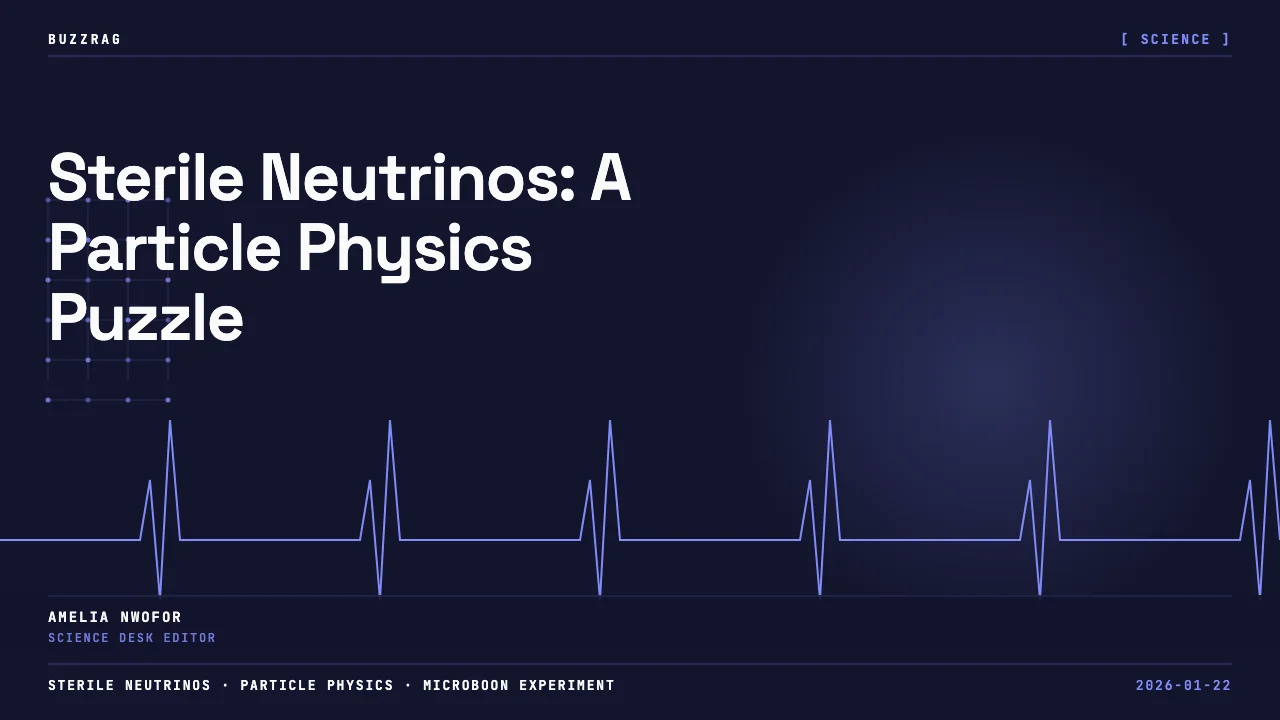 Green spheres labeled with neutrino types surround a pink question mark sphere, with PBS logo and "THE MISSING NEUTRINO?"…