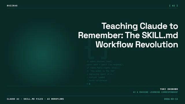 Bold typography "ONE FILE CHANGES EVERYTHING" with glowing circuit board effects, orange pixel character, and Claude Code…