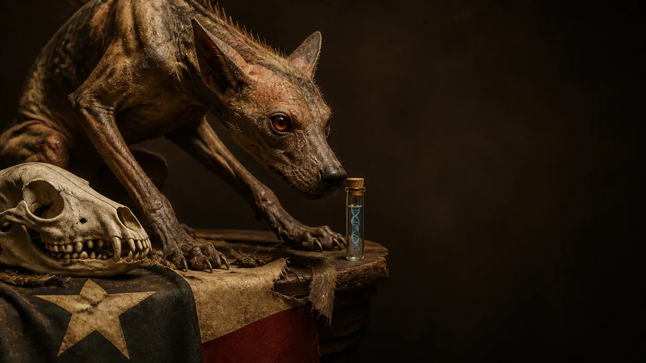 Close-up of a pale, hairless creature with prominent teeth against a dark background with the Science Channel logo