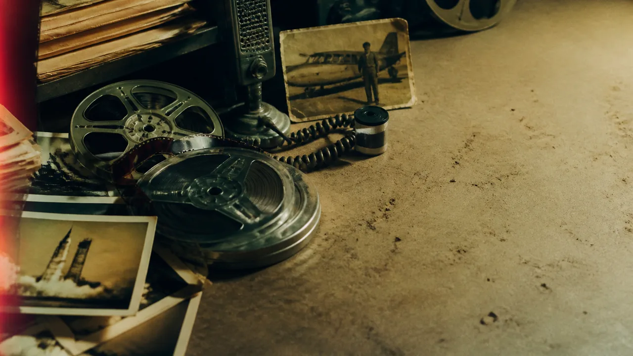 Illustration of mysterious lost media items including a burning TV, missing person poster, film reels, and "lost" documents…